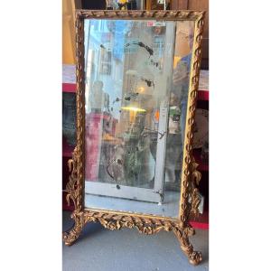 Antique Mirror Above A Dresser Or Between Two Windows, Carved Wood, 18th Century