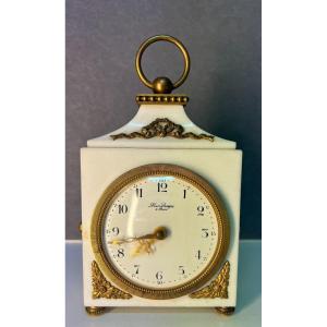 Hour Lavigne In Paris, Beautiful Alarm Clock, In Marble And Gilded Bronze