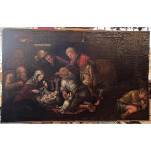 Beautiful Oil On Canvas Depicting A Nativity From The 17th Century, Fresh From Expert Cleaning