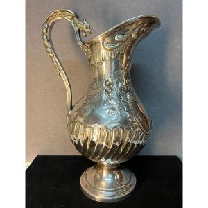 Large Antique Art Nouveau Silver Plated Metal Pitcher – Quality