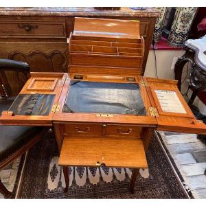 Beautiful English Cabinet, Solid Cherry With Marquetry, Stamped On The Lock Bramah London