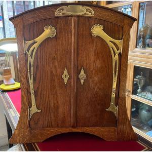 Art Nouveau Silver Cabinet Including 85-piece Silverware Set By Saglier Frères