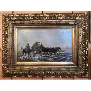 Signed Painting By Tadeusz Rybrovski 1848-1926, Oil On Canvas Signed And Dated 1882