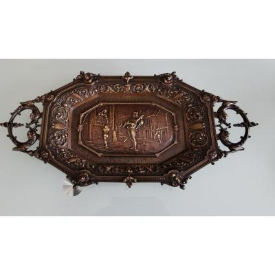 Rare Large Patinated Bronze Tray Marcel Debut, Founder Barbedienne Nineteenth Century