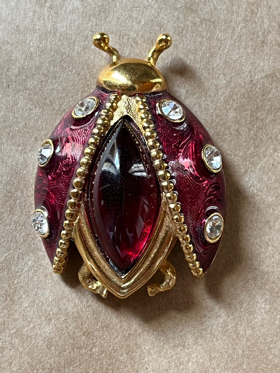 Christian Dior Vintage Broche Coccinelle Rouge