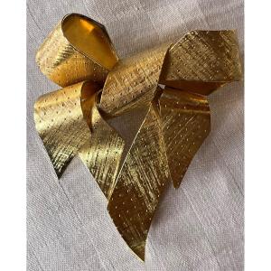 Christian Dior Golden Bow Brooch 