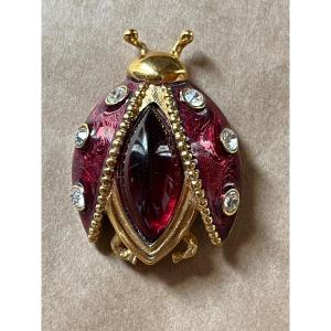 Christian Dior Vintage Broche Coccinelle Rouge