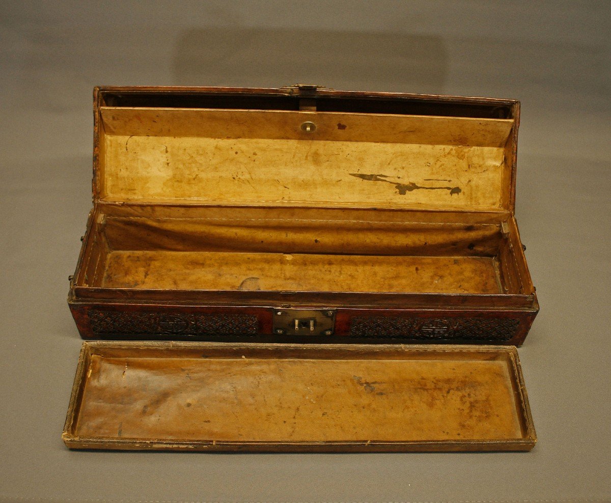 Antique Chinese Scroll Painting / Document Box-photo-4