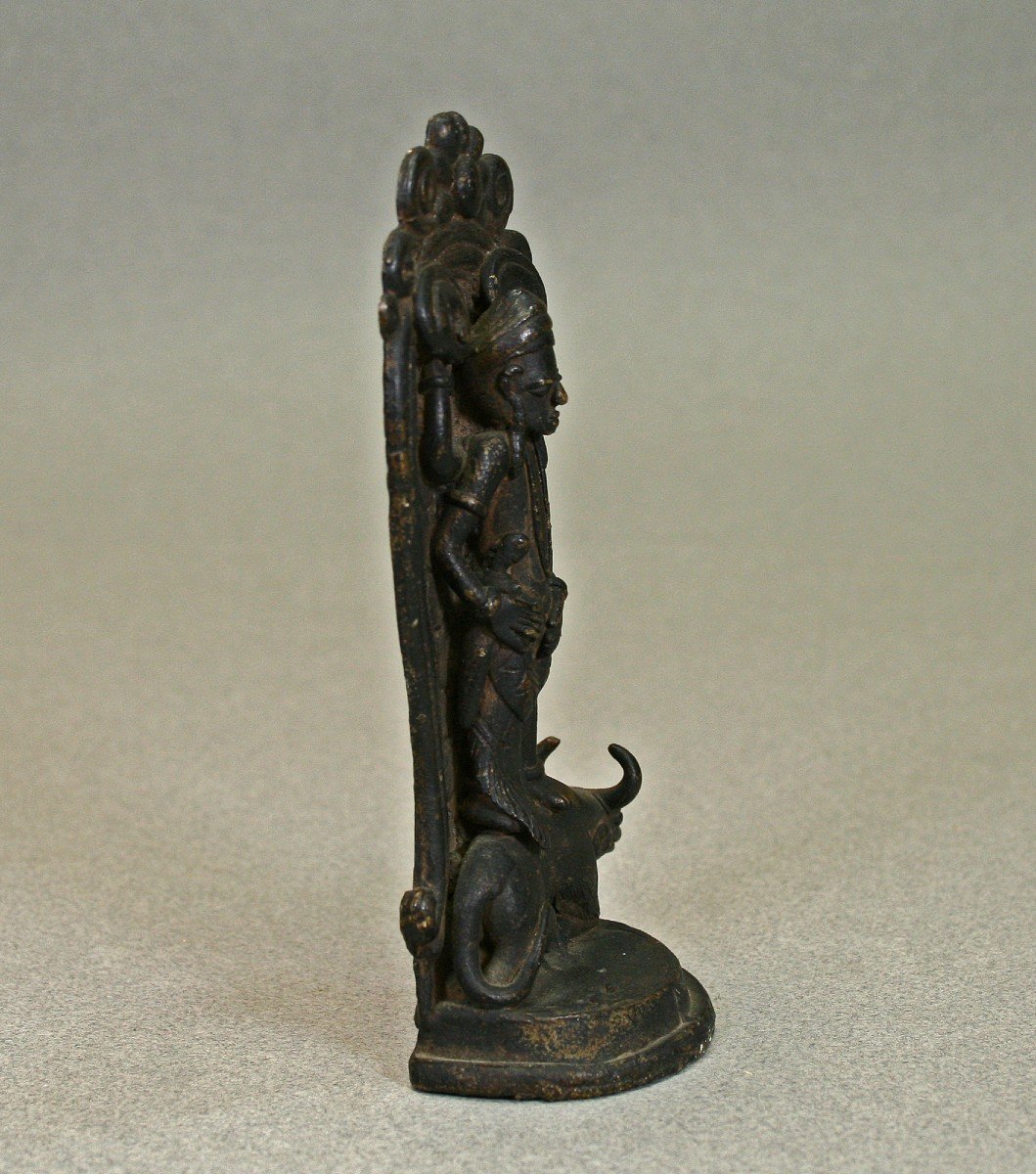 Ancien Bronze Indien Shiva & Nandi Dieu Hindou-photo-2