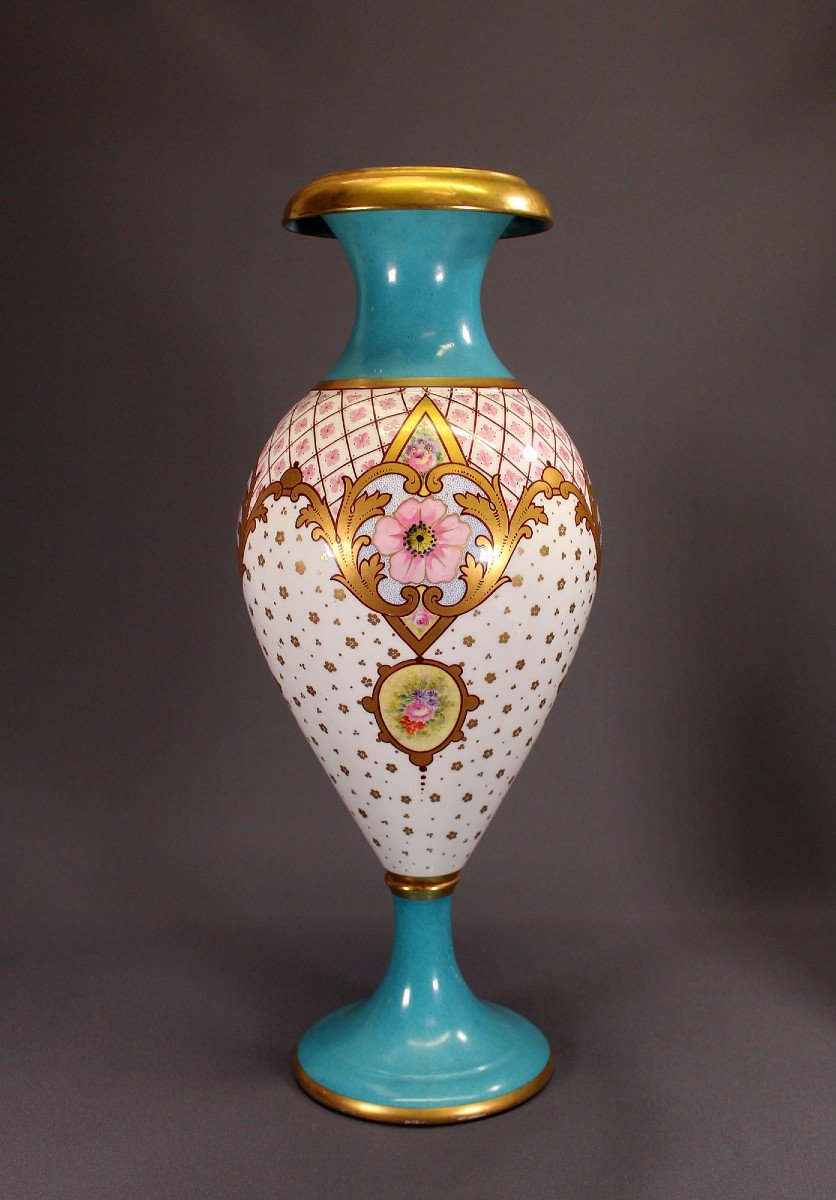 Très Grand Vase En Porcelaine Marché Turc Ottoman Peint à La Main Signé 19ème Siècle-photo-4