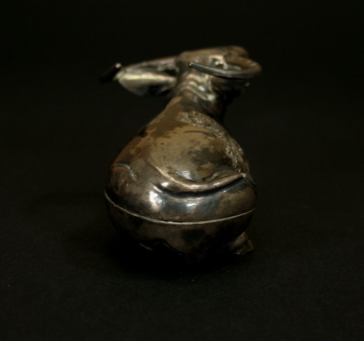 Antique Cambodian Solid Silver Betel Box In The Form Of A Water Buffalo-photo-1