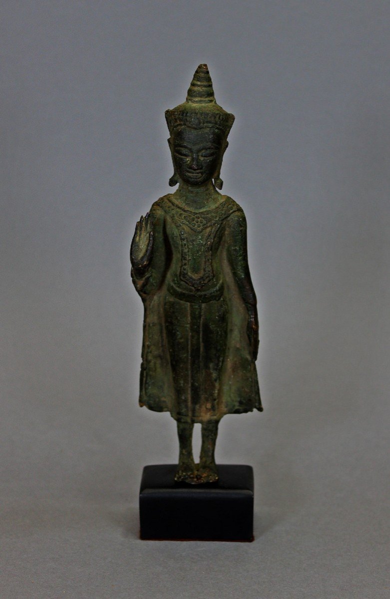 Ancien Bouddha Thaïlandais En Bronze d'époque Ayutthaya XVIe/xviie Siècle