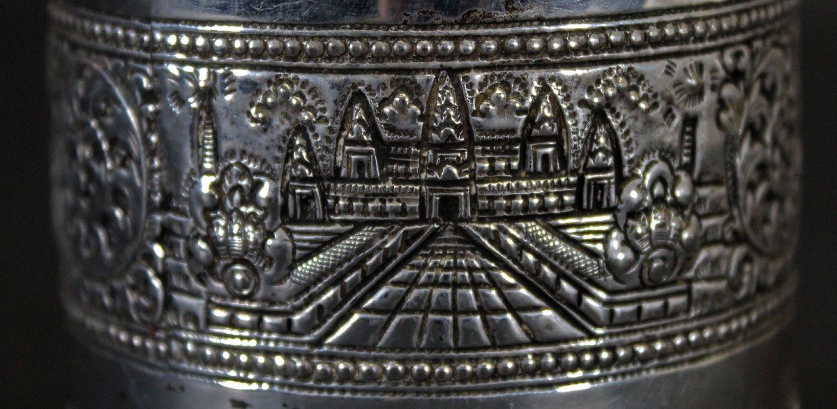 Antique Cambodian Silver Box. View Of Angkor Wat.  Khmer-photo-4