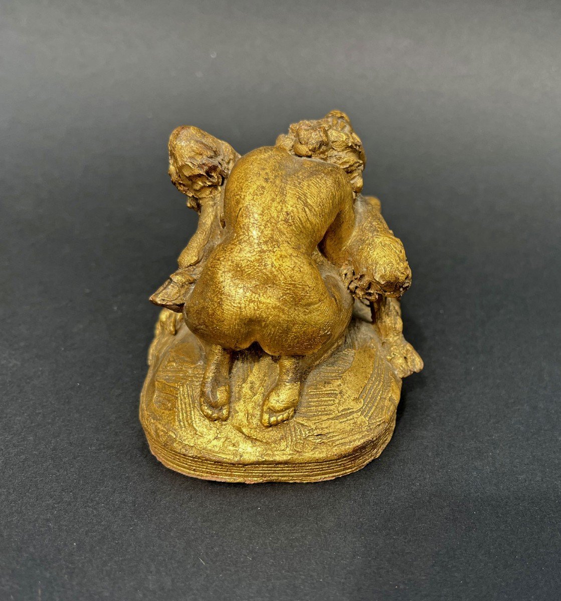 Erotic Sculpture Gilded Terracotta Nineteenth Century Satyr And His Muse-photo-2