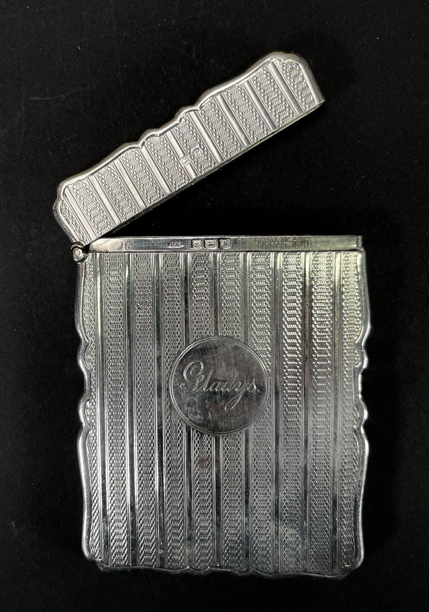 Gladys 1906 Antique English Sterling Silver Visiting Card Case - Cartes De Visite-photo-4