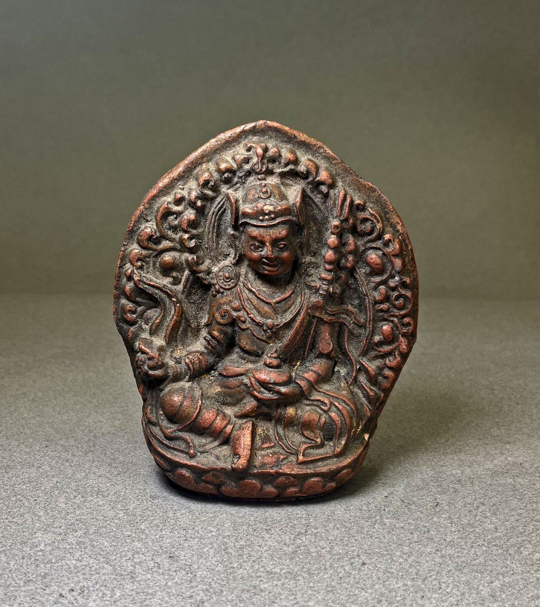 Antique Tibetan Gau Buddhist Ritual Amulet Case Padmasambhava Guru Rinpoche Tsa Tsa-photo-5