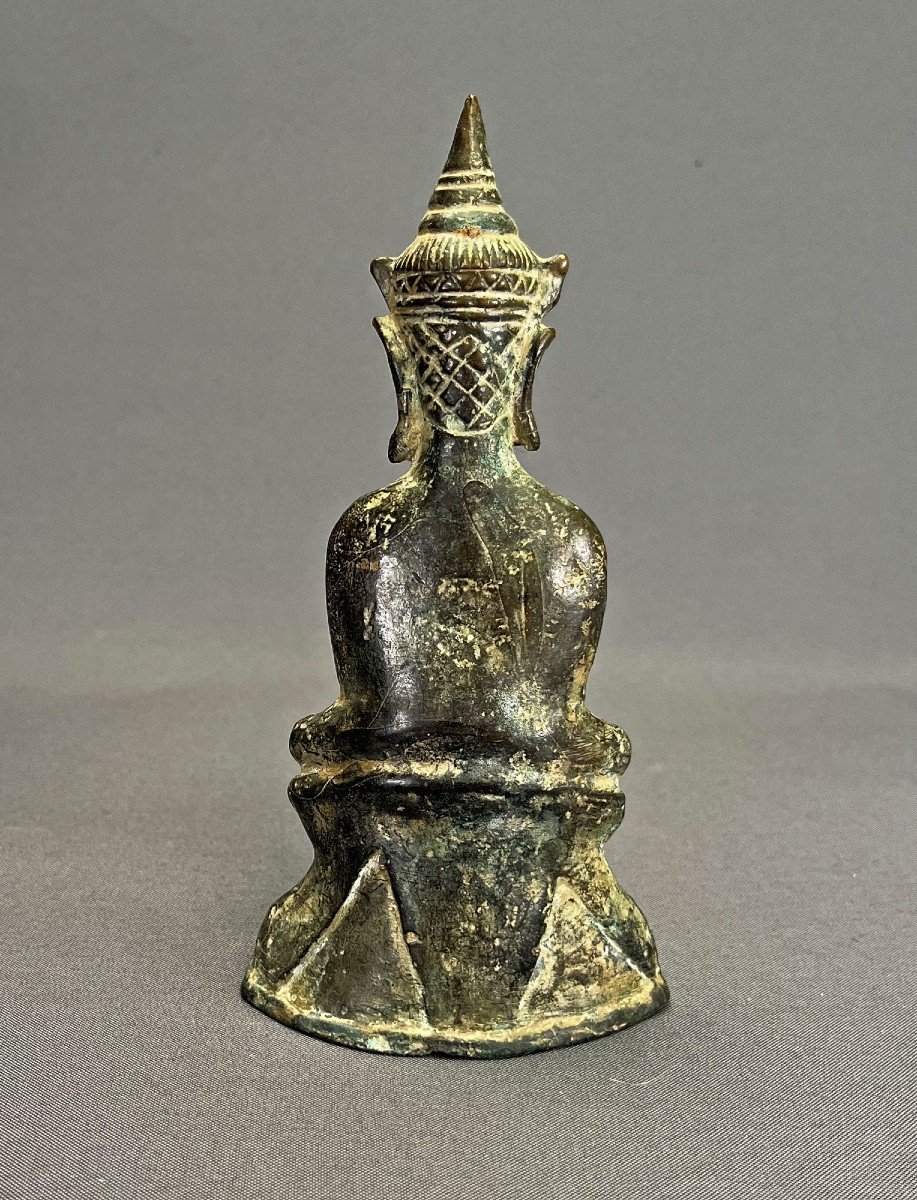 Antique Phra Chai Buddha Thai Bronze Ayutthaya XVII/xviii Good Luck Amulet-photo-3