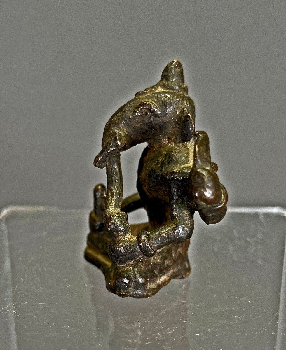 Ancient Indian Bronze Ganesh Hindu Elephant God Remover Of Obstacles. Bringer Of Good Luck-photo-2