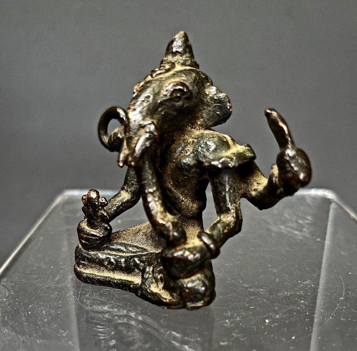 Ancient Indian Bronze Ganesh Hindu Elephant God Remover Of Obstacles. Bringer Of Good Luck-photo-1