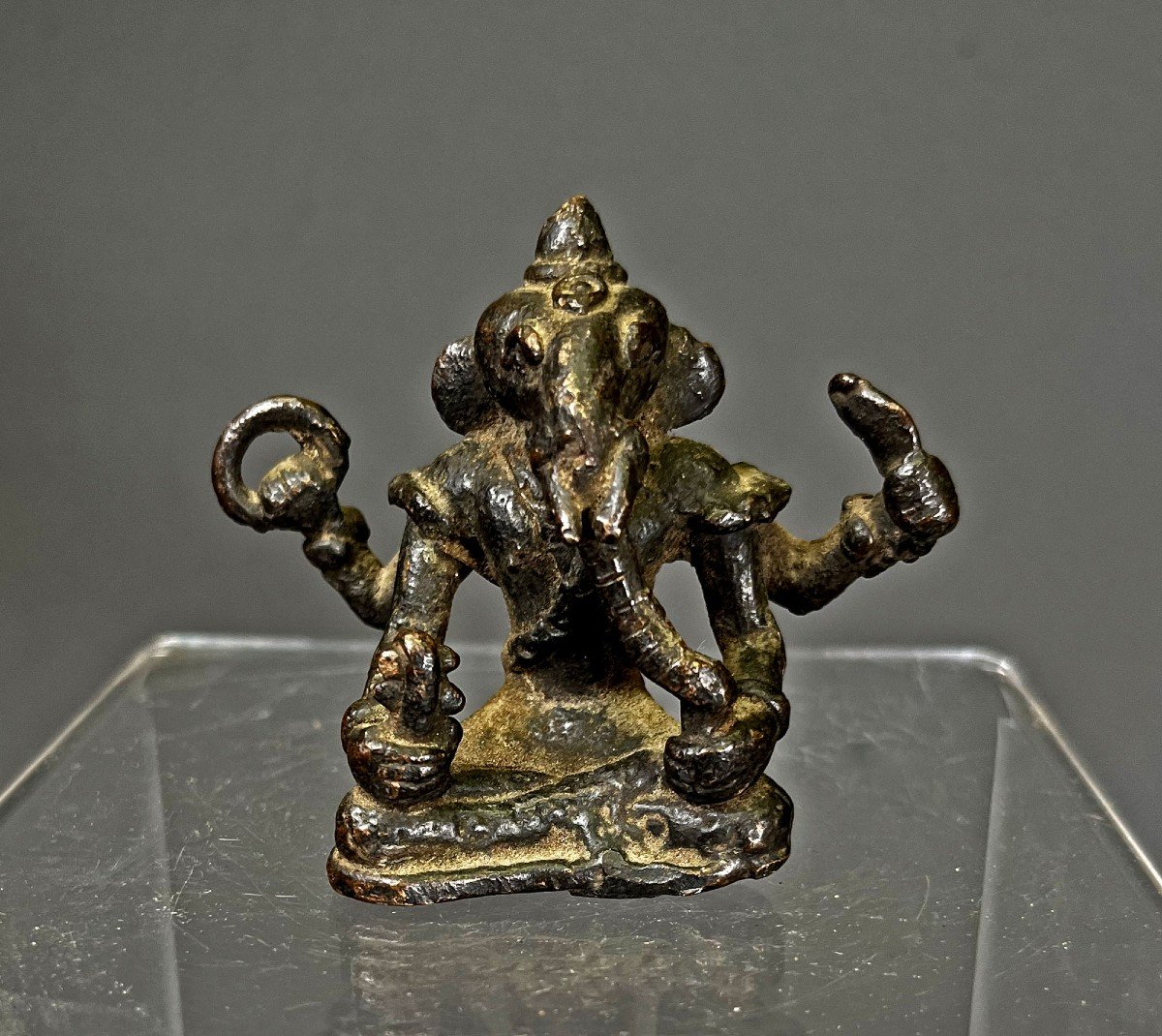 Ancient Indian Bronze Ganesh Hindu Elephant God Remover Of Obstacles. Bringer Of Good Luck