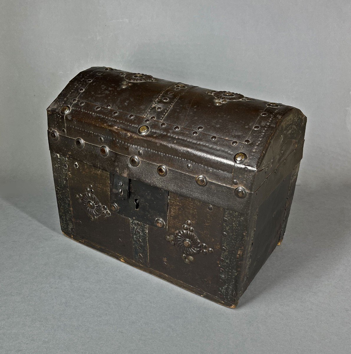 Antique  Iron Bound Coffer Messenger Box
