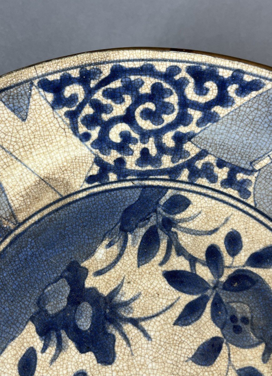 Rare Grand Plat XVIIème En Porcelaine Japonaise Pour Le Marché Vietnamien Bleu De Hue période Edo-photo-4