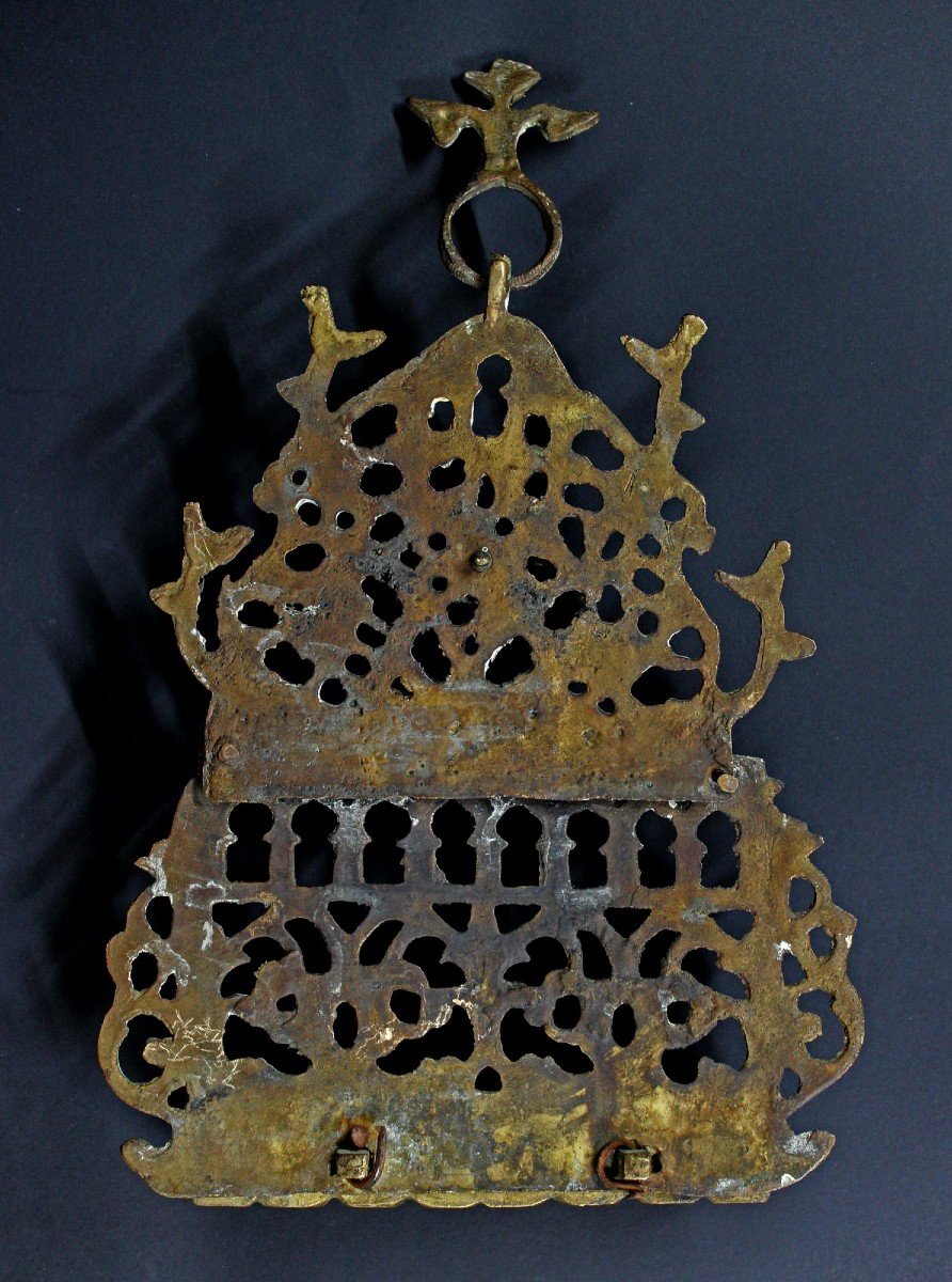 Judaica Menorah Antique En Laiton Marocain XIX Eme-photo-2