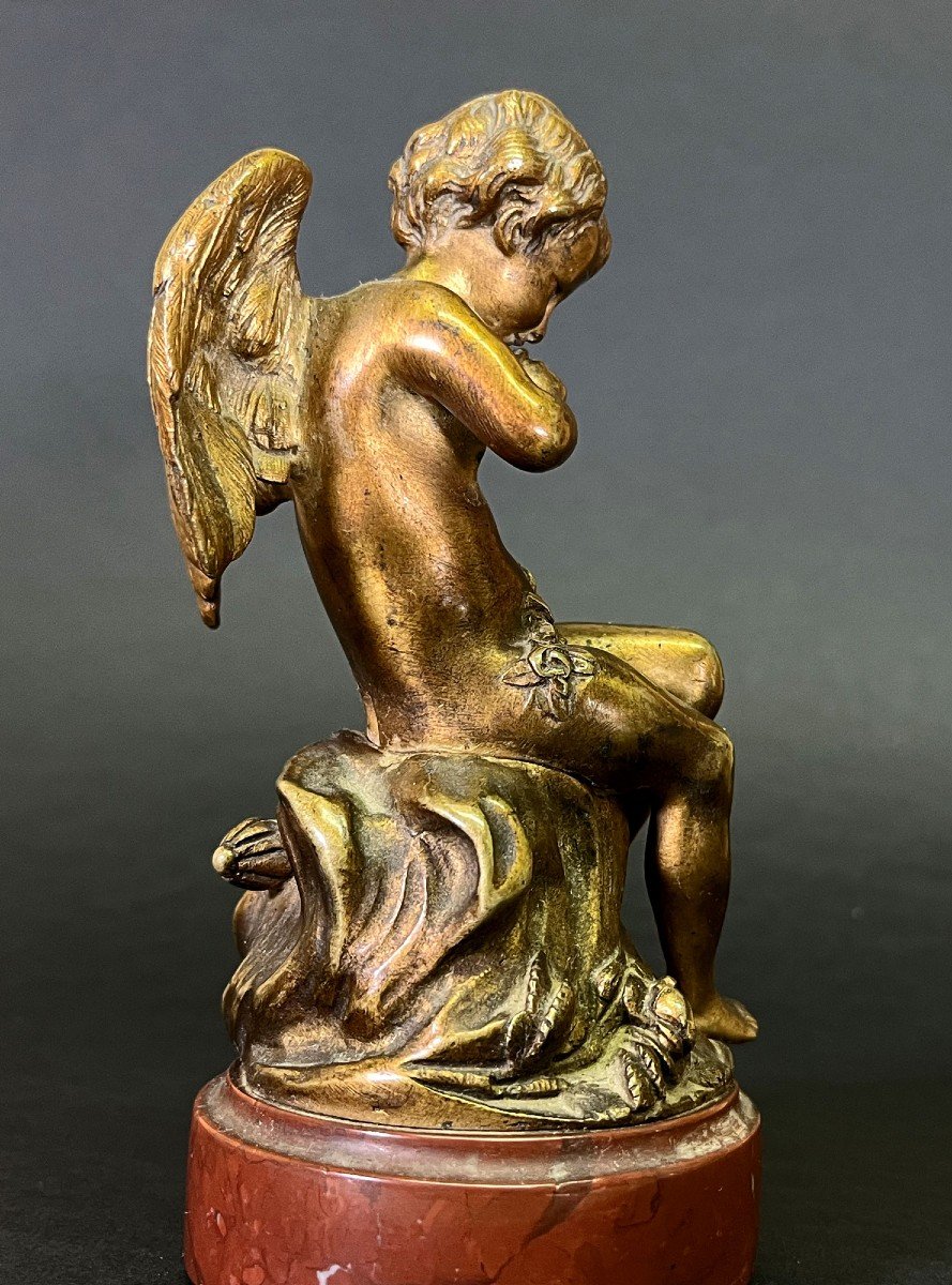 Antique French Gilt Bronze After Falconet "l'amour Menacant" Romantic Lover's Gift-photo-1