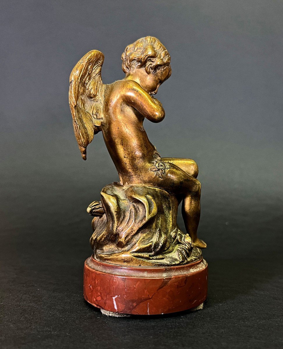 Antique French Gilt Bronze After Falconet "l'amour Menacant" Romantic Lover's Gift-photo-2