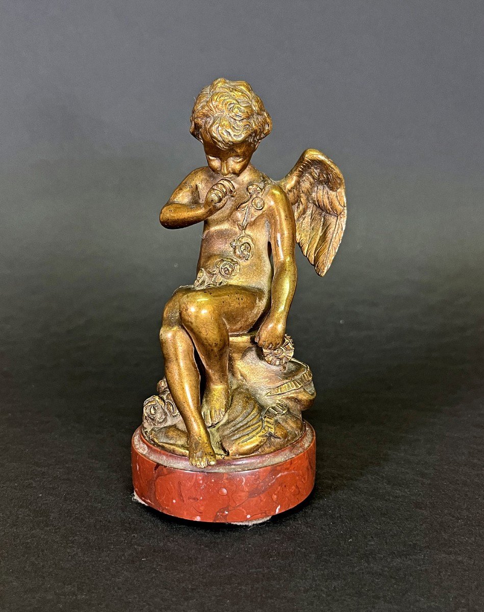 Antique French Gilt Bronze After Falconet "l'amour Menacant" Romantic Lover's Gift