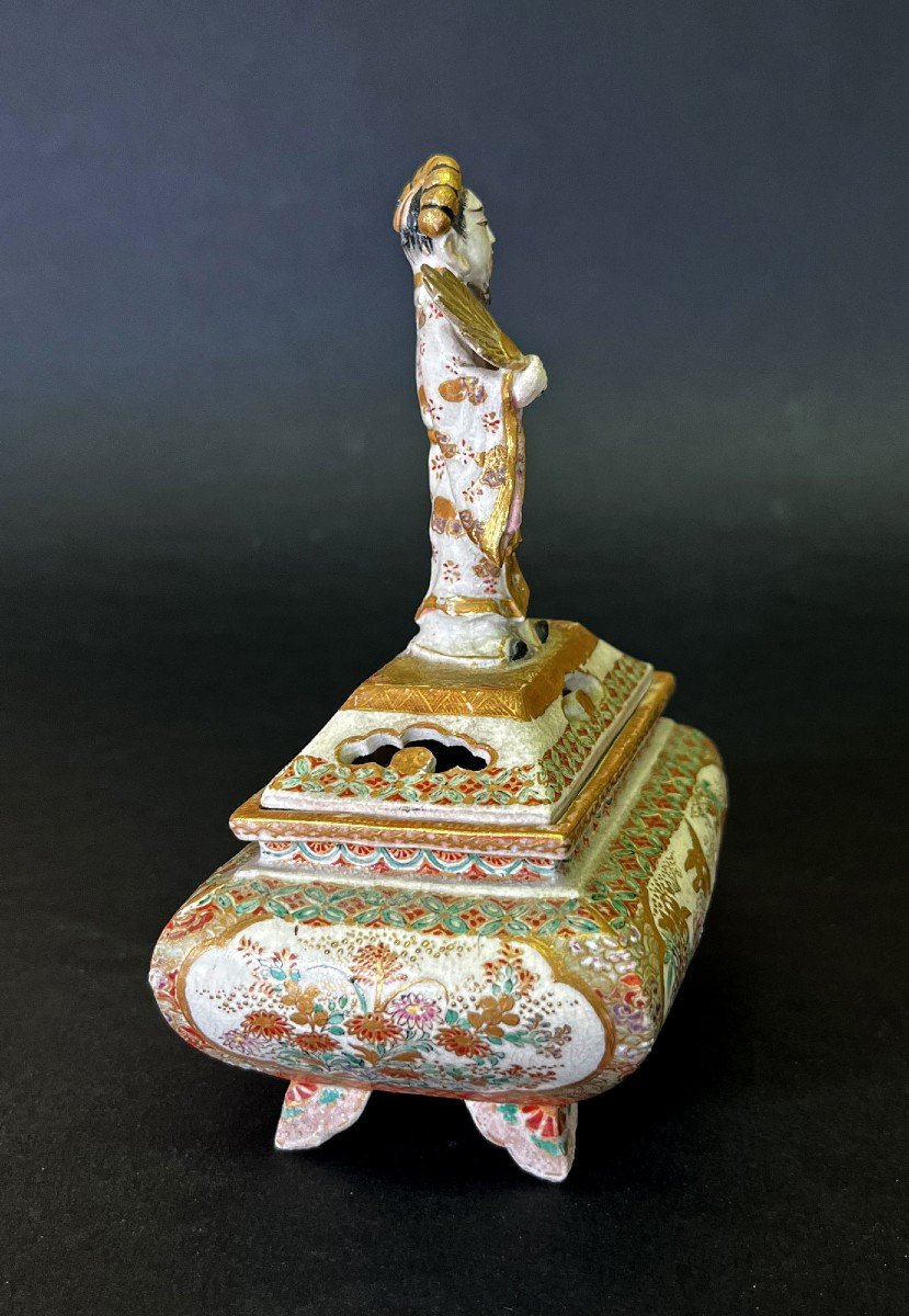 Japanese Satsuma Koro Meiji Period Incense Burner -photo-2