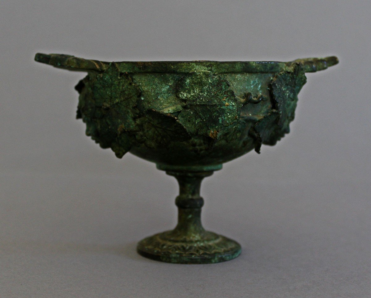 Antique Italian Grand Tour Bronze Libation Cup Bacchus Wine-photo-2