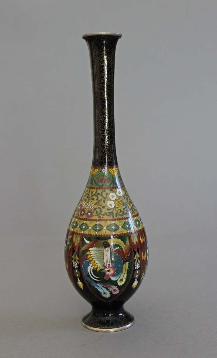 Vase Cloisonné Japonais Ancien Des Ateliers Inaba Signé -photo-3