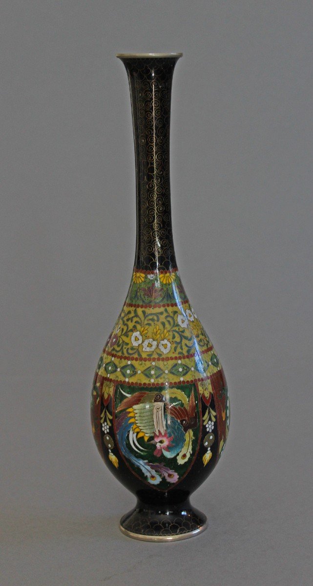 Vase Cloisonné Japonais Ancien Des Ateliers Inaba Signé 