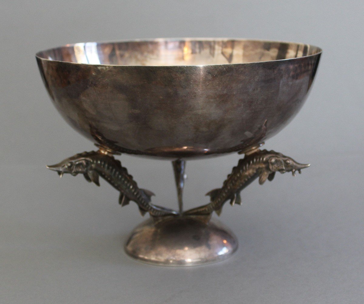 Large Elegant Silver Caviar Bowl