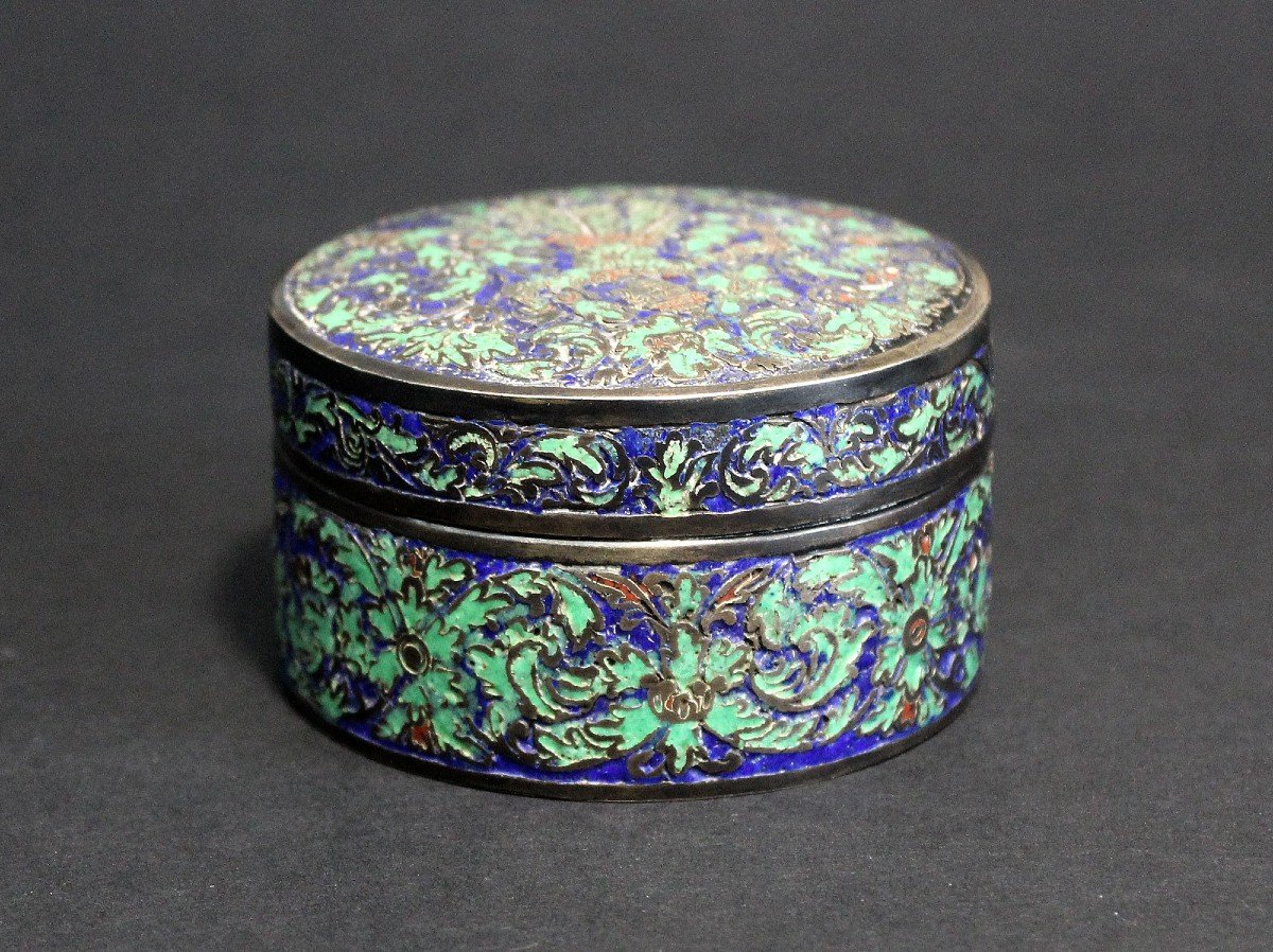 Antique Thai Silver Box Rare Coloured Enamel.-photo-3