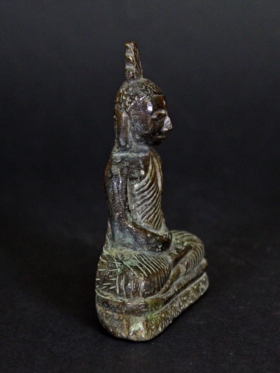 Antique Bronze Meditation Buddha Ceylon Sri Lanka 19th Century-photo-2