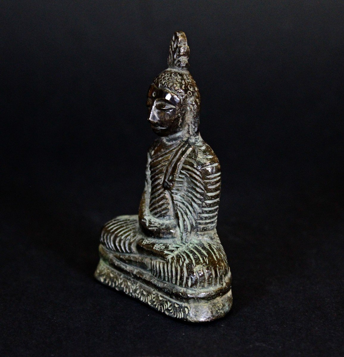 Antique Bronze Meditation Buddha Ceylon Sri Lanka 19th Century-photo-3