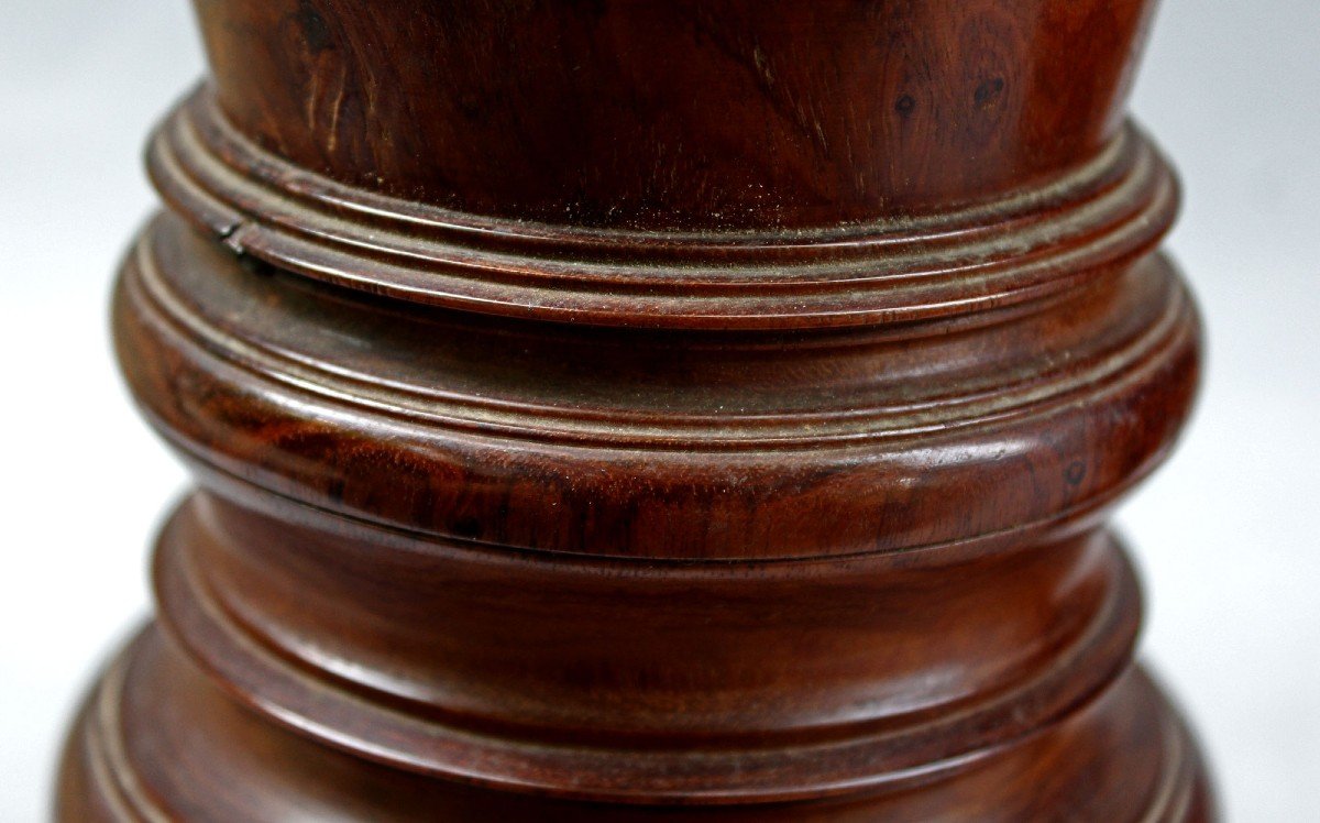 Pair Of Antique Chinese Huanghuali Wood Turned Vases-photo-6