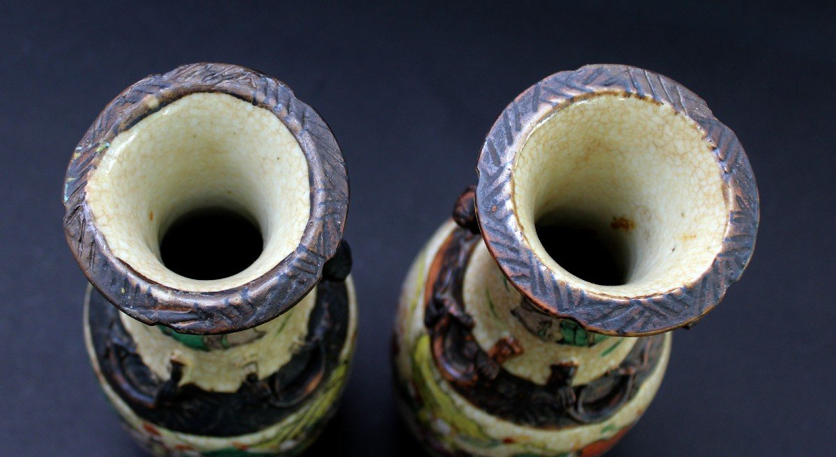 Pair Of Chinese Porcelain Vases Nanking Heroic Battles Late 19th Century Guangxu Period-photo-4