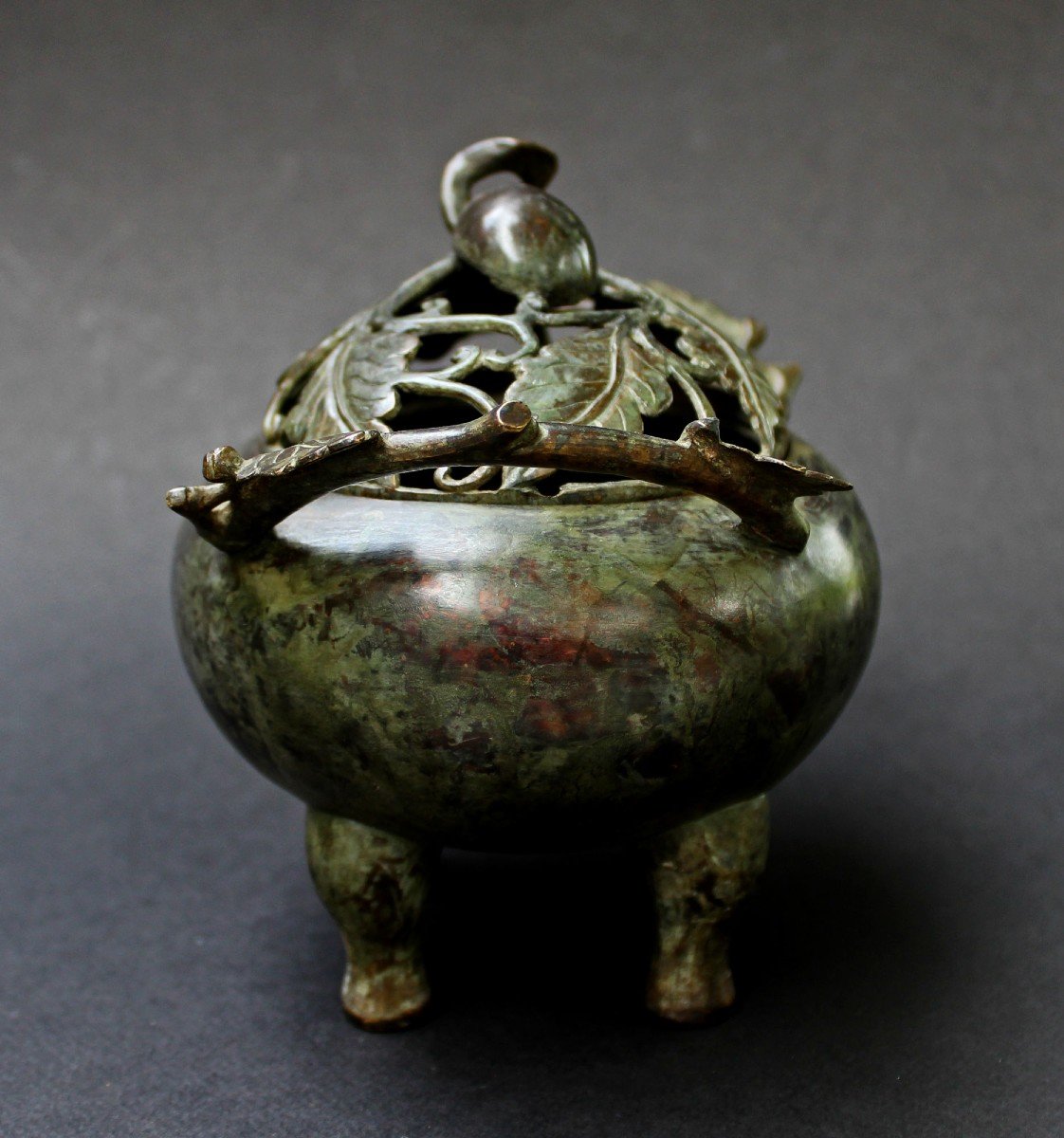 Antique Chinese Bronze Incense Burner, China, 19th Century.-photo-3