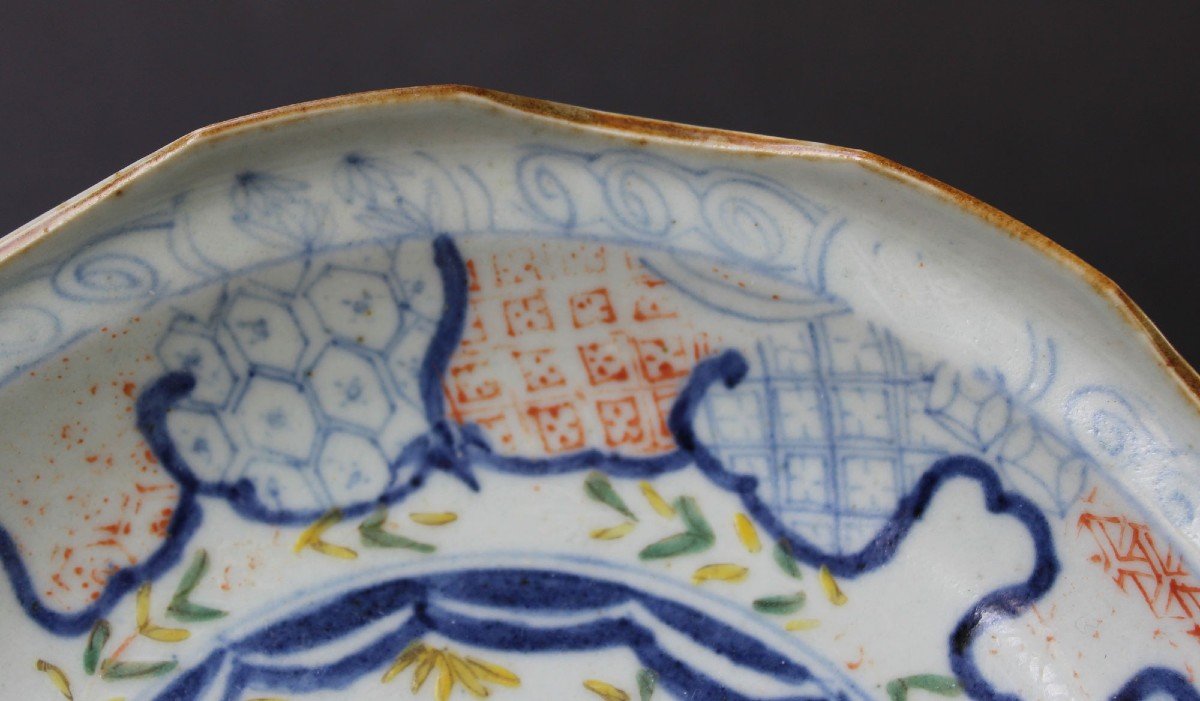 Antique 17th Century Japanese Porcelain Dish Chinese Ming Style Tainqi Mark-photo-3