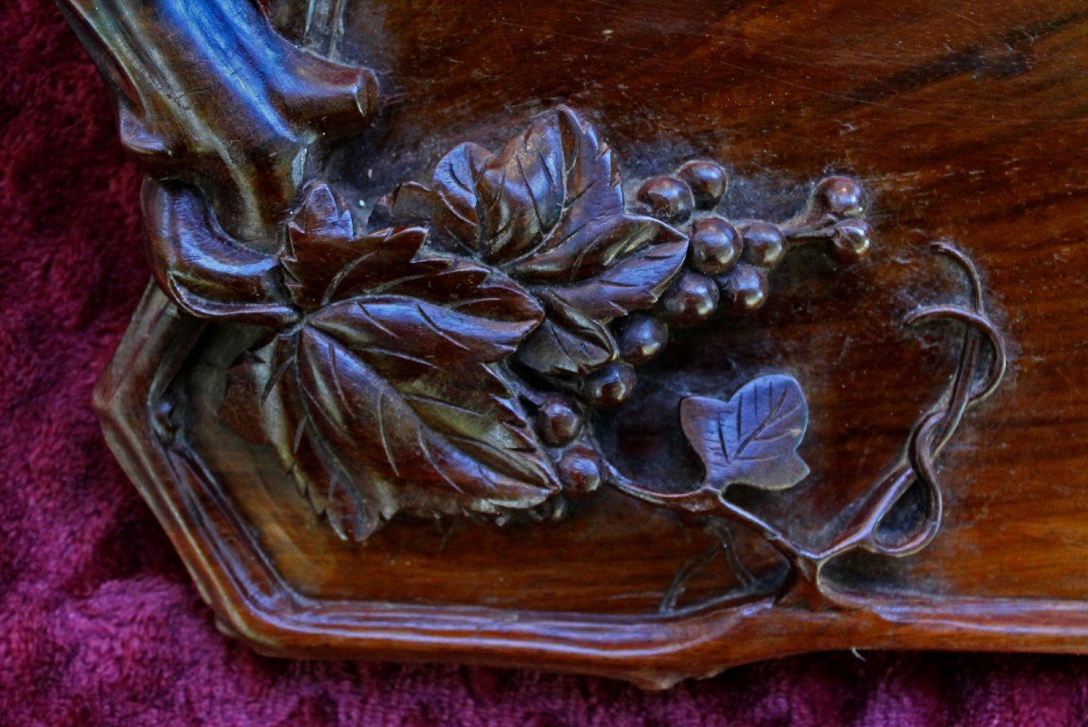 Antique Hand Carved Vietnamese Rosewood Tray Grape Vines Vietnam-photo-4