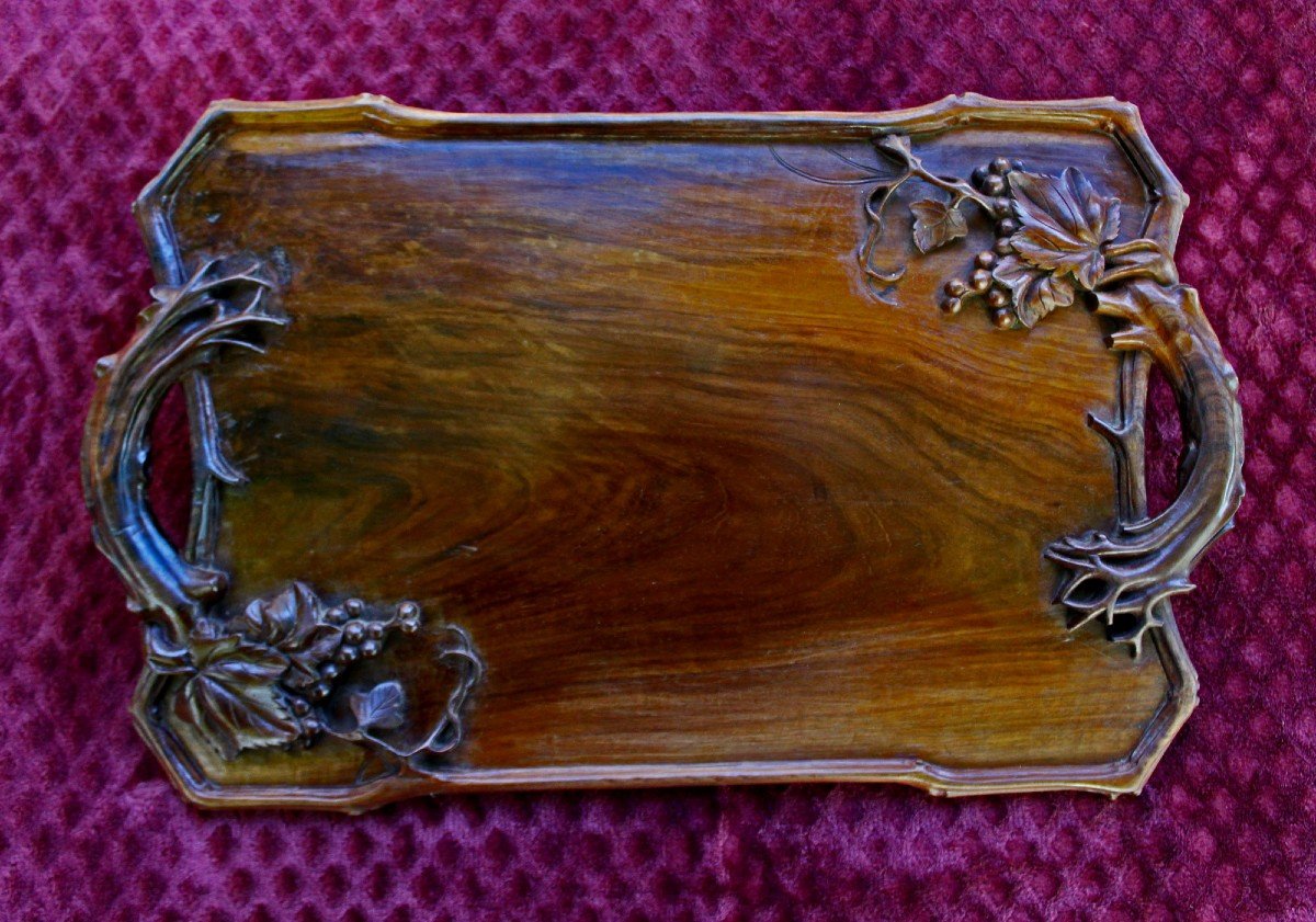 Antique Hand Carved Vietnamese Rosewood Tray Grape Vines Vietnam