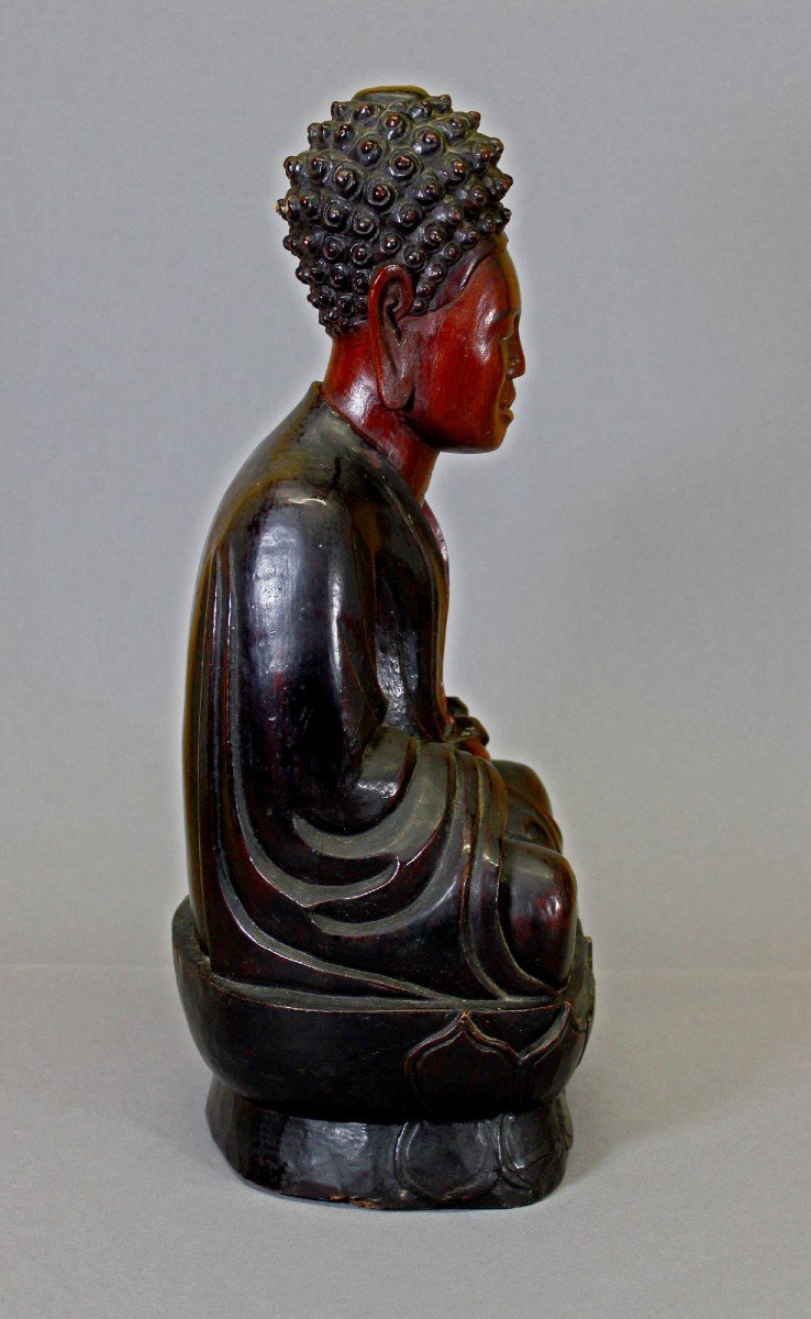 Large Lacquered Wooden Meditation  Buddha Statue Vietnam - Nguyen Dynasty Vietnamese-photo-2