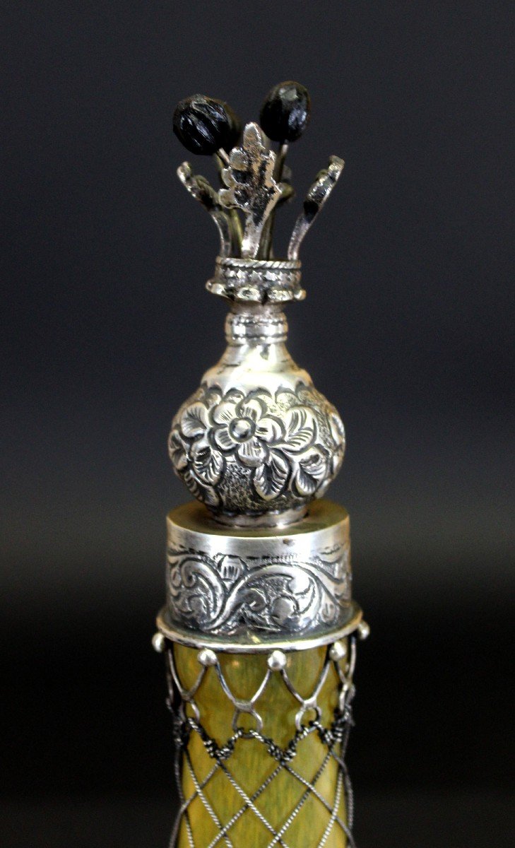 Carafe Antique En Verre Avec Monture En Argent Islamique Moyen-orient-photo-3