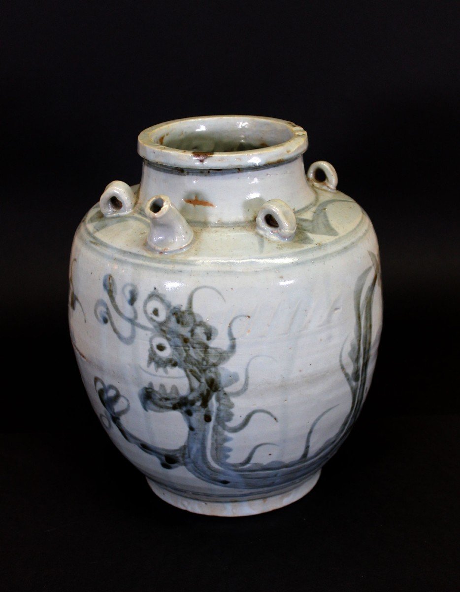 Porcelain Ewer. Cobalt Blue Dragon Decor. China Ming Period, 17th Or Earlier