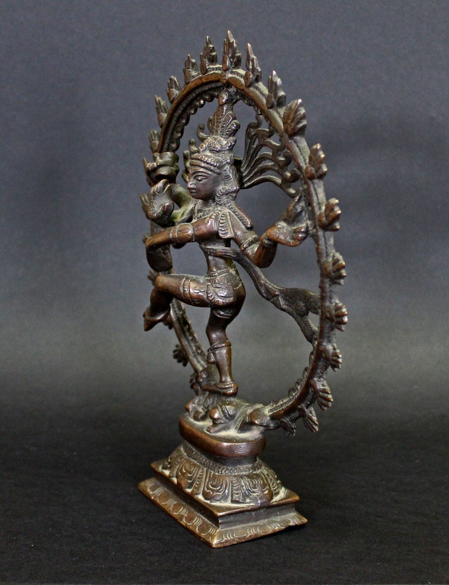 Antique Indian Hindu Bronze Statue Of Dancing Lord Shiva 19th Century-photo-2