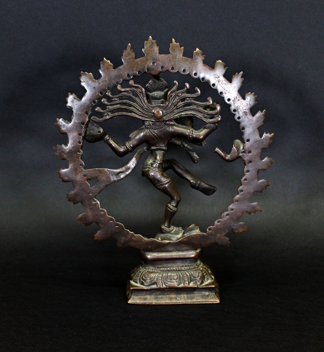 Antique Indian Hindu Bronze Statue Of Dancing Lord Shiva 19th Century-photo-3