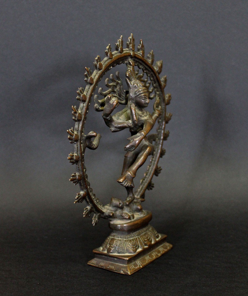 Antique Indian Hindu Bronze Statue Of Dancing Lord Shiva 19th Century-photo-4